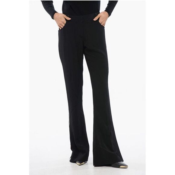 Balmain Flared-Fit Pants With Rhinestoned Side Women's Band
